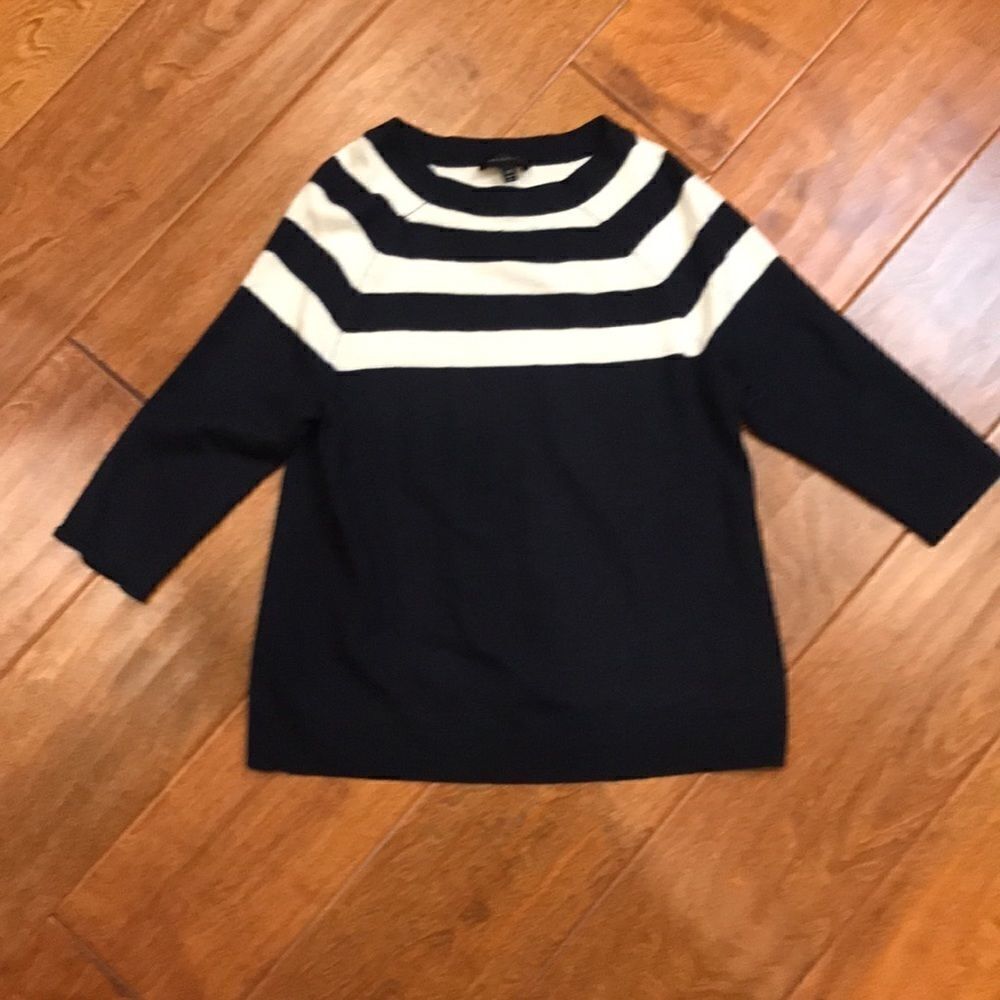 The Limited Navy and White Striped Boatneck Style Sweater